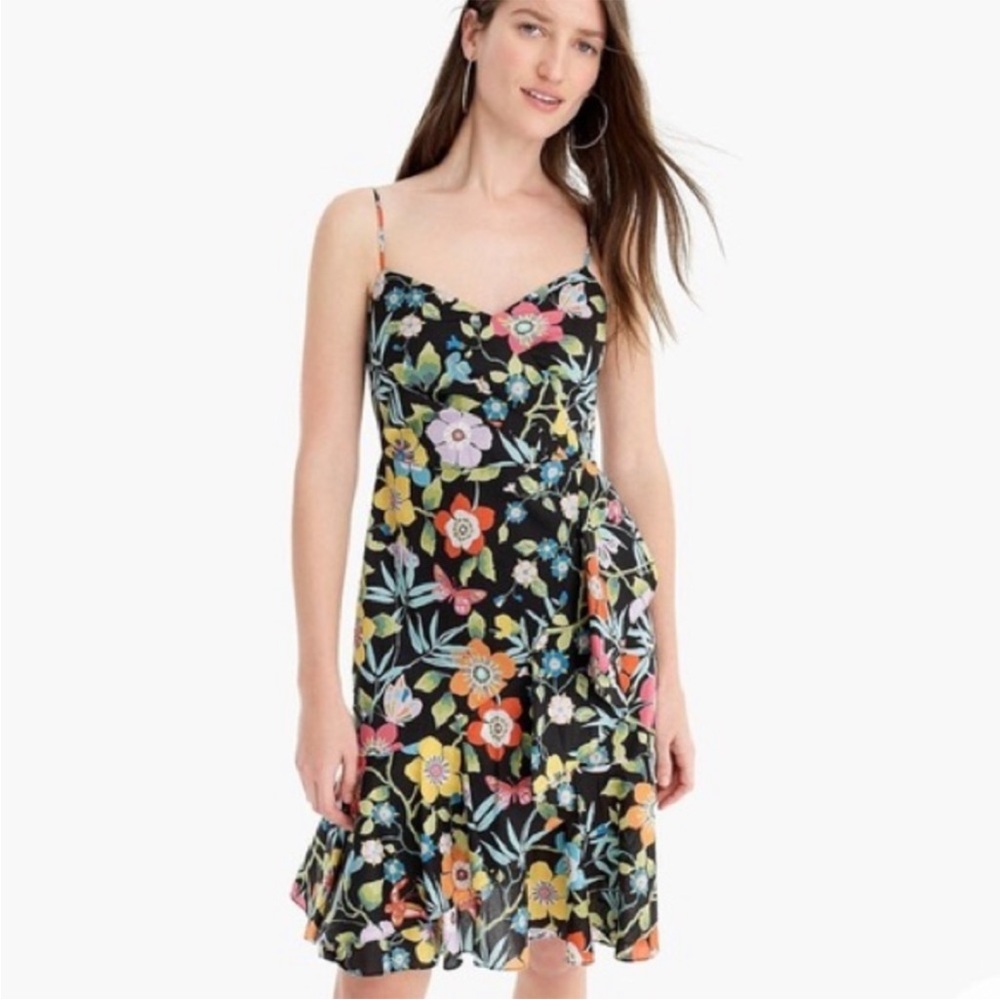 J. Crew Ruffle Dress in Liberty Pavilion black floral